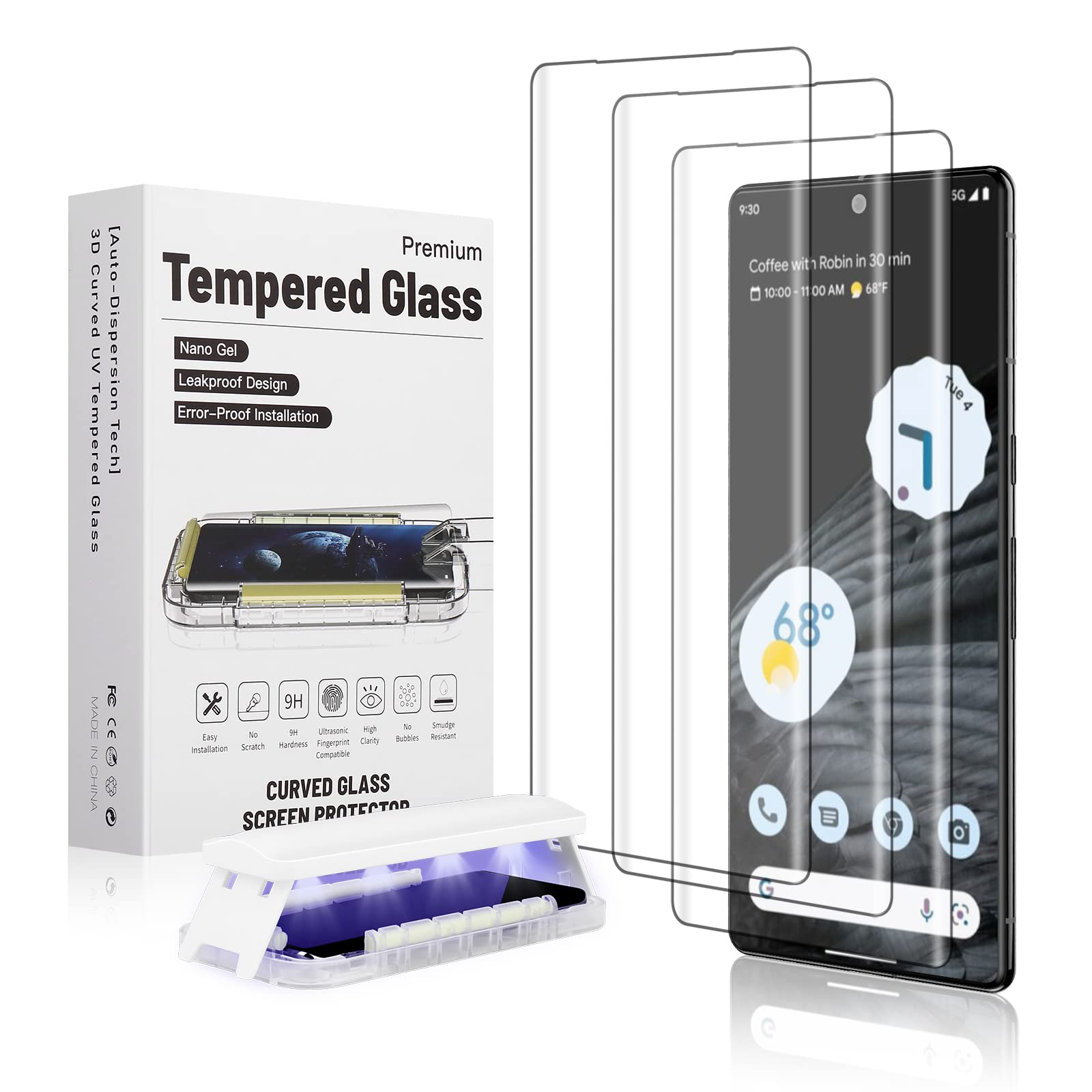 Photo 1 of [3 Pack] Google Pixel 7 Pro Screen Protector Glass 3D Curved Tempered Glass Shield Support Fingerprint Unlocking, Scratch & Impact Protection, Full HD Clear & Touch Smoothly for Pixel 7 Pro 5G