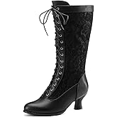 NueiVeiuo Women Vintage 70s Victorian Boots Knee High