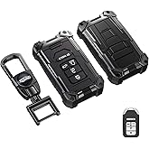 Heavy Key Fob Cover for Honda,Keychain, Metal Silicone Key Fob Case Compatible with Honda Accord Civic CRV Pilot Ridgeline Odyssey Silicone 5 Buttons (Black, S Buckle)