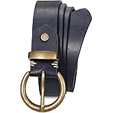 JASGOOD Women Leather Belt for Jeans Pants Vintage PU Leather Belt Solid Brass Circle Buckle for Ladies