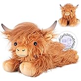 SuzziPals Heatable & Coolable Highland Cow Stuffed Animal, Microwavable Stuffed Animals Heating Pad for Period Cramps, Cuddly Cattle Stuffed Animal for Warmth & Anxiety, Highland Cow Gifts for Kid