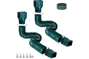 plusgutter 2 Pack Rain Gutter Downspout Extensions, Flexible Downspout Extender with 58"+68" Extendable Pipes for Rain Water Drainage, Durable Down Spout Drain Extension with Connector (Green)