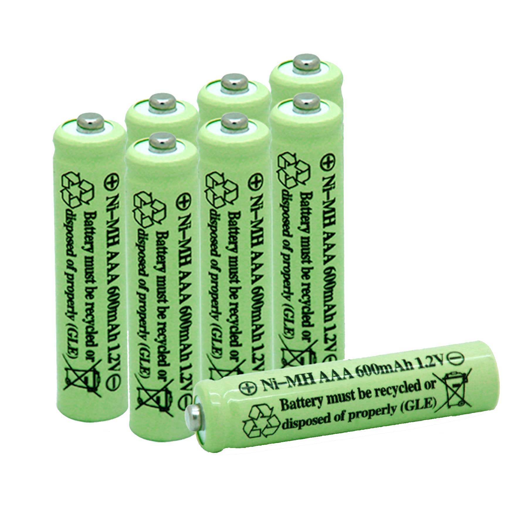 Solar Light Batteries AAA Triple A NIMH 600mAh 1.2V Rechargeable for Garden Lights Remotes Mice(8Pcs)