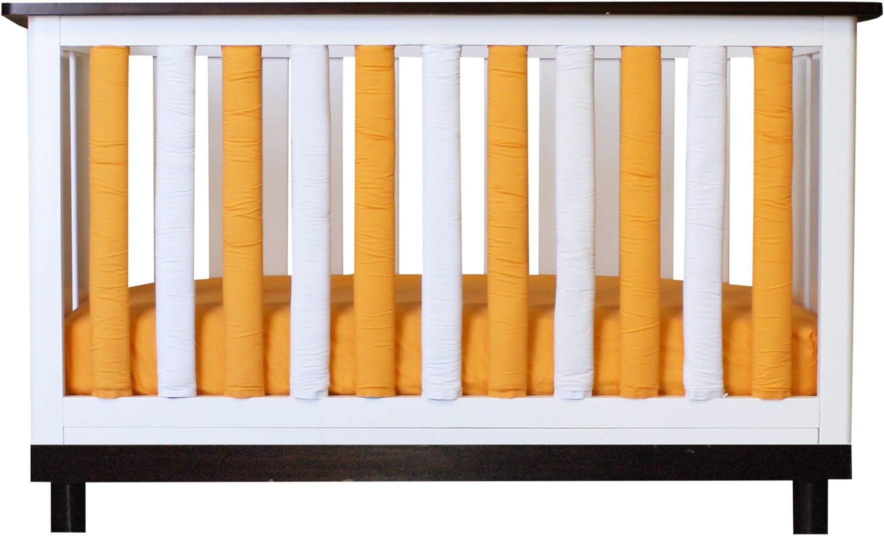 Doctor-approved, Safe Vertical Crib Liners in Orange & White Reversible Cotton 38 Pack