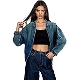 PAOLA RIBONI chic women's denim aviator jacket in dark wash, relaxed fit zipper closure coat ensure comfort
