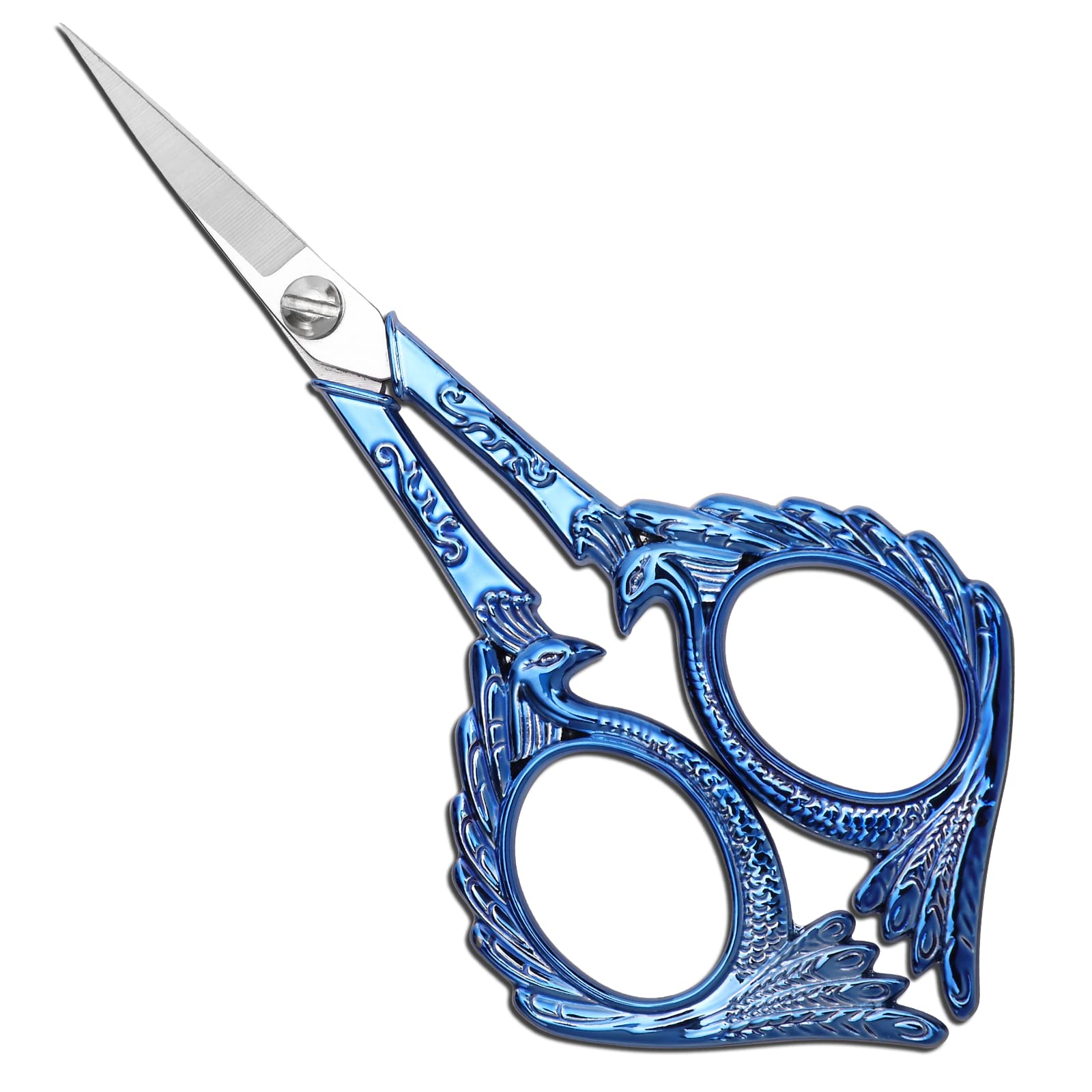 YOUGUOM Embroidery Scissors - Small Sharp Pointed Tip Detail Shears for DIY Craft, Sewing, Cross Stitch, Needlework Yarn, Fabric Thread Cutting, 5in Little Blue Peacock