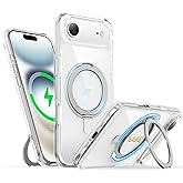 Niunisi for iPhone Air Case 6.5-Inch with Magnetic 360° Ring Stand Compatible with MagSafe Crystal Clear Shockproof Protective Phone Cover 6.5" 2025, Clear
