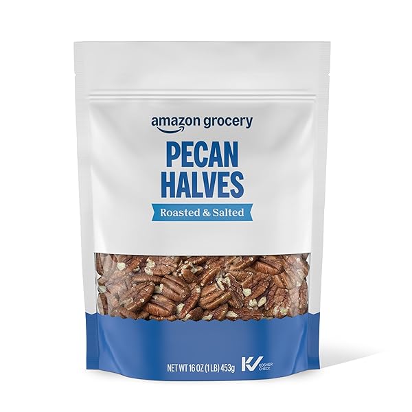 AMAZON GROCERY, PECAN HALVES, ROASTED & SALTED, 16...
