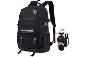 RUCYEN Skateboard Backpack, Laptop Backpack with USB Charging Port, RFID Anti-Theft Lock, Waterproof Fabric, Fits up to 15.6 Inch Laptop, for Business Travel Men (Black)