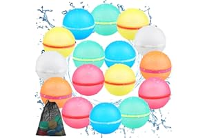 KAPEAZO Reusable Water Balloons Refillable Water Bomb, Soft Silicone Water Balls with Mesh Bag, Quick Fill & Self-Sealing Water Balloons for Water Fight Games, Outdoor Water Toys for Kids Adults,16pcs