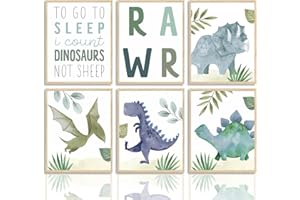 Dazzlewall Abstract Dinosaur Wall Decor Poster Cartoon Watercolor Wall Poster for Kids Boys Room Decor 8x10 in Unframed Set o