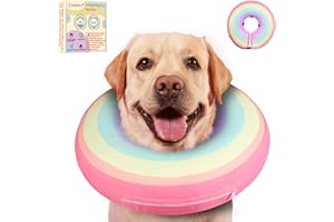 GoRapet Inflatable Dog Cone Collar Alternative After Surgery, Soft Donut Neck Cone for Husky Border Collie Large Dogs, etc, Comfortable Protective E Collar Recovery Cone Not Block Vision