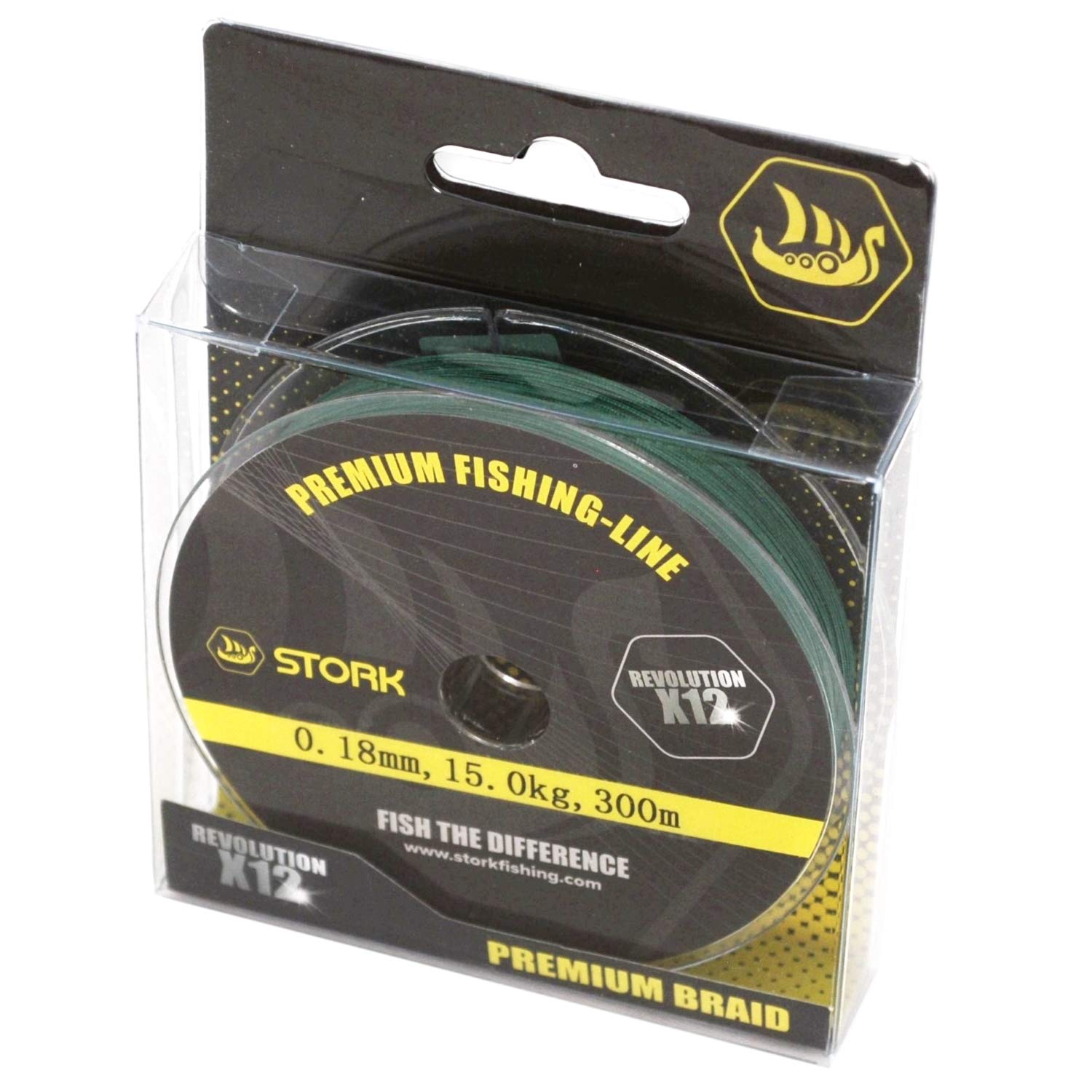 Stork Revolution 12-Way Braided Premium Fishing Line 300 m (Moss Green, 12.5 kg / 0.14 mm)