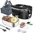 Dosevita Electric Lunch Box for Adults, 80W Heated Lunch Box, 1.5L Stainless Steel Container | 12V/24V (Car/Truck) & 110V (Office/Home) | with Fork&Spoon and Insulated Carry Bag