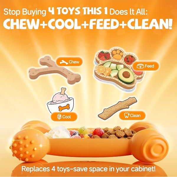 DEPURE DOG ENRICHMENT TOYS 4 PACK – DOG TOYS TO KEEP THEM BUSY, LICK MAT & BOWL WITH PEANUT BUTTER,FROZEN TREAT PUZZLE DISPENSER FOR ANXIETY RELIEF, REDUCE BOREDOM, PERFECT FOR BATHING GROOMING