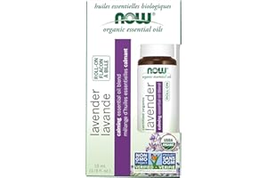 NOW Essential Oils, Lavender Roll-On, Certified Organic, Calming Blend, Steam Distilled, Topical Aromatherapy, 10mL