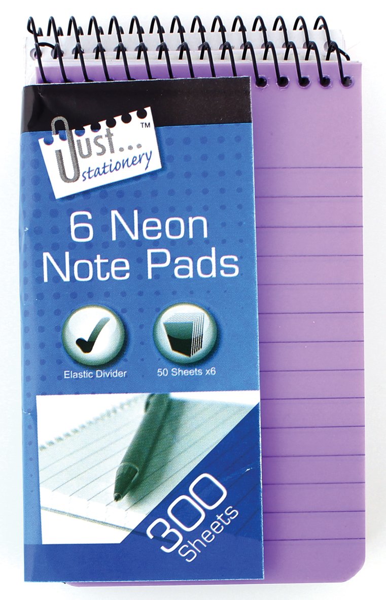 Just stationery 76x126mm Neon PP Cover Notebook (Pack of 6), 6107