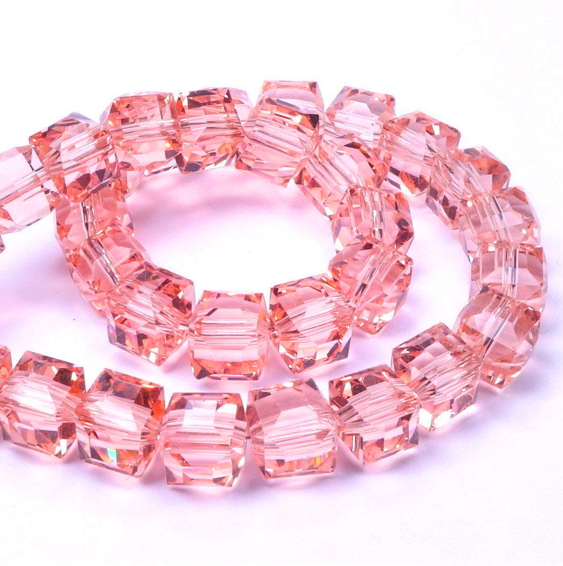 Bohemian Crystal Beads Set 4mm and 6mm - Czech Faceted Cut Glass Beads - Glass Intermediate Beads - Pressure Beads, Vintage Pink., 4x4x4mm 25 Stück