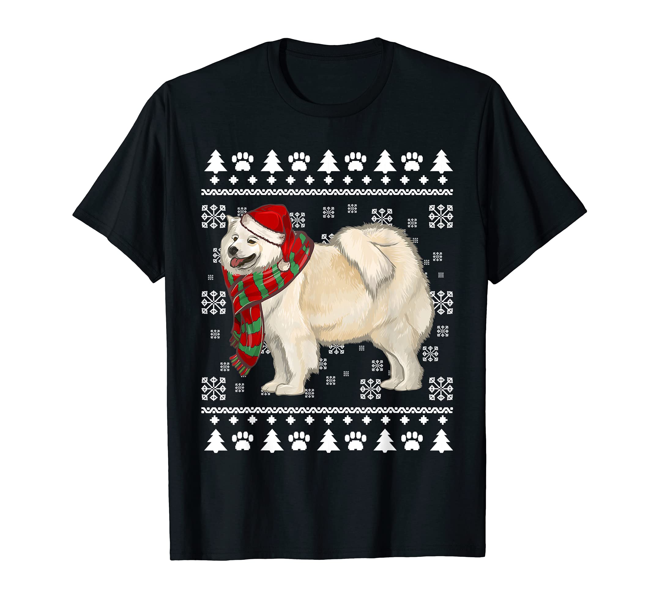 Samoyed Dog Santa Hat Xmas Ugly Christmas T-Shirt