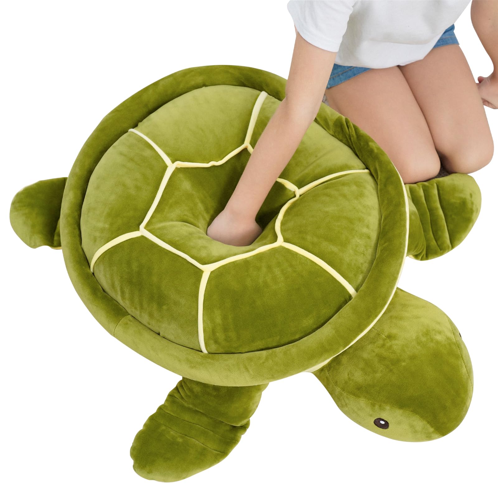 Dalmao 70 cm Große Schildkröte Kuscheltier, Weiche Meeresschildkröte Plüschtier Kissen, Jumbo Schildkröte Stofftier zum Kuscheln, Niedliches Schlafkissen Geschenk für Kinder Mädchen Jungen 2