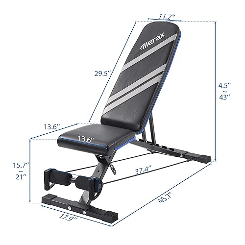 Merax Adjustable Workout Bench Folding Utility 500LBS Super Max