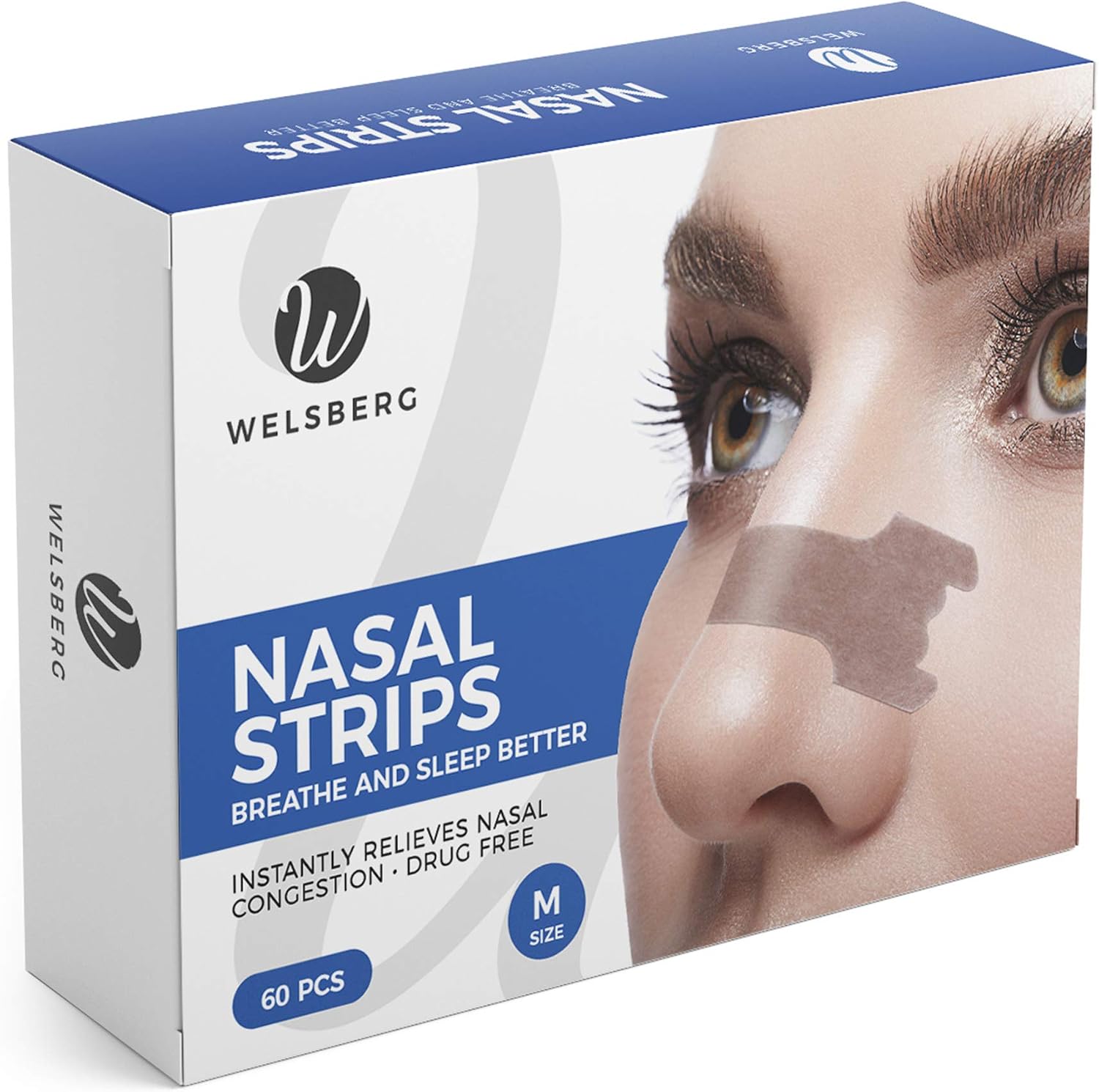 Welsberg 60x Snore Stopper Anti snoring Nasal Strips, Size M