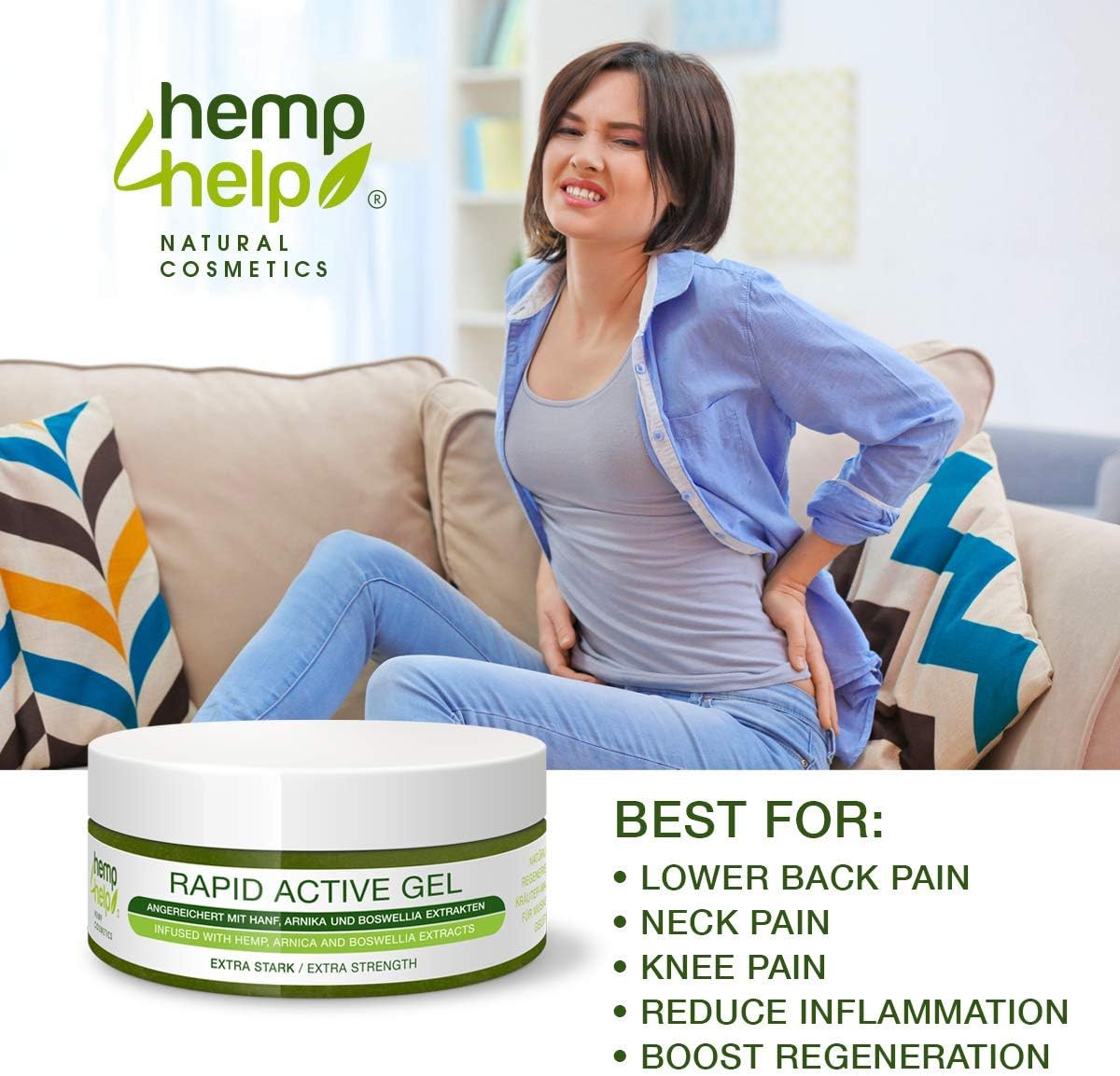 Active Hemp Muscle & Joint Rapid Relief Gel Extra Strength Hemp, Arnica, Boswellia and Comfrey