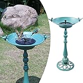 26.6" H Solar Bird Bath, Cast Iron Bird Bath and Solar Fountain, Outdoor Metal Bird Bath Bowl for Outdoors,Patio Yard Lawn Decor（Bronze