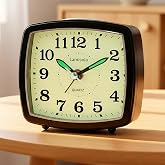 Lamisola Analog Travel Alarm Clock for Bedroom, Small Desk Clock Black | Retro Battery Clock for Bathroom Shelf Table Bedside, Night Light Silent Snooze Clear Display for Kids Senoirs Teens