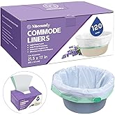 Commode Liners for Bedside Commode, 120 Count Universal Fit, Disposable Toilet Bags for Bedside Commode, Portable Toilet, Bed Pan, Medical Grade & Lavender Scented