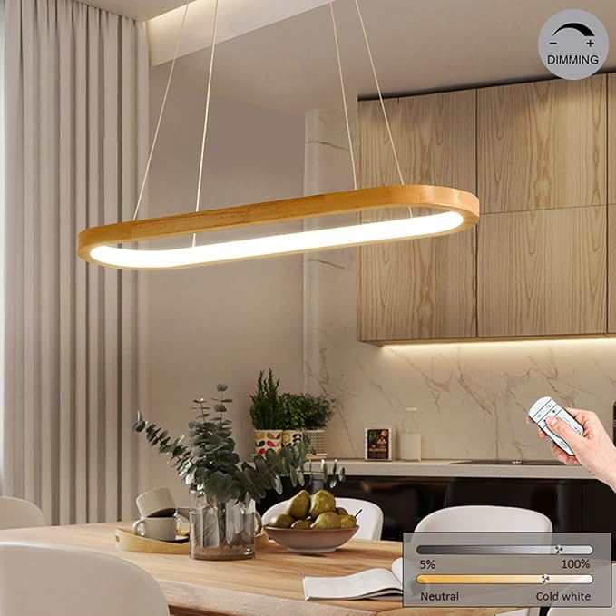 LED-Hängeleuchte Holz esstisch Pendelleuchte Modern Dimmbar