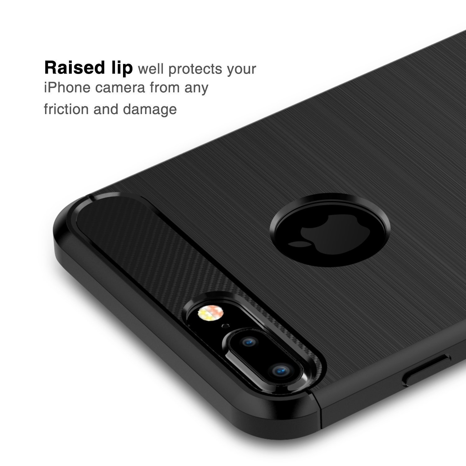 iPhone 7 Plus Case - Shock Proof - TPU Anti-Scratch Protective Case - Elegant Look - Flexible - Soft Touch - Black - Best For Apple iPhone 7 Plus 5.5 Inch (2016)