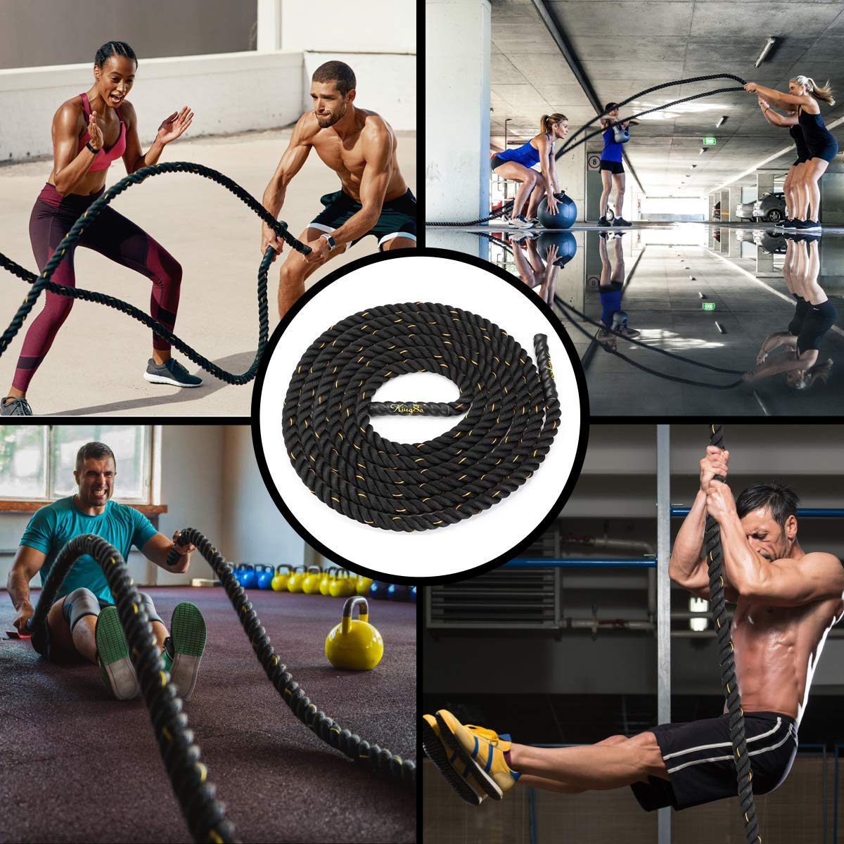 thumbnail image 2 of POWER GUIDANCE Battle Rope - 1.5 Inch Thick 40FT Exercise Rope With Anchor For Gym Workouts 2 of 10