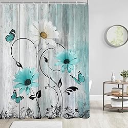 AAtter Teal Aqua Turquoise Shower Curtain Butterfly