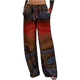 RoseSeek Women's Tie Dye Casual Pants Color Block Wide Leg Pants Y2k Casual Trousers