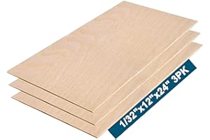 ANDERSON PLYWOOD 0.8mm 1/32" x 12" x 24" Aircraft Plywood Sheet (3pk) - AB/B Baltic Birch Material Perfect for Arts and Crafts, School Projects, Die-Cutting, and Wood Engraving