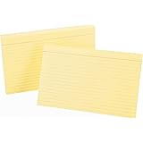Oxford Ruled Color Index Cards, 5" x 8", Canary, 100 Per Pack  (7521 CAN)