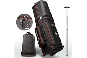 RIVOX Hard Top Golf Travel Bag for Airlines – Durable Golf Club Case with Wheels, Interior Cushion, TSA Lock & Support Rod – Collapsible Hard Shell Protection