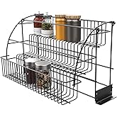 LUPENGSHOP 3-Tier Pull Down Cabinet Spice Rack, Adjustable Cabinet-Mounted Organizer Classification and Storage for Spice Bot