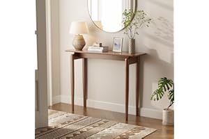 KASLANDI Console Sofa Table, All Solid Wood Entryway Table Made of Rubber Wood,Hallway Tables for Entryway/Living Room/Foyer,40x11.8x29.8 Inches(Walnut)