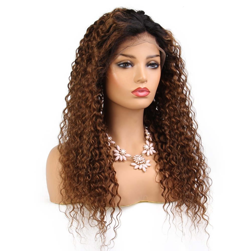 Buy Human Hair Wigs Kinky Curly Ombre Blonde Full Lace Wigs Dark Root