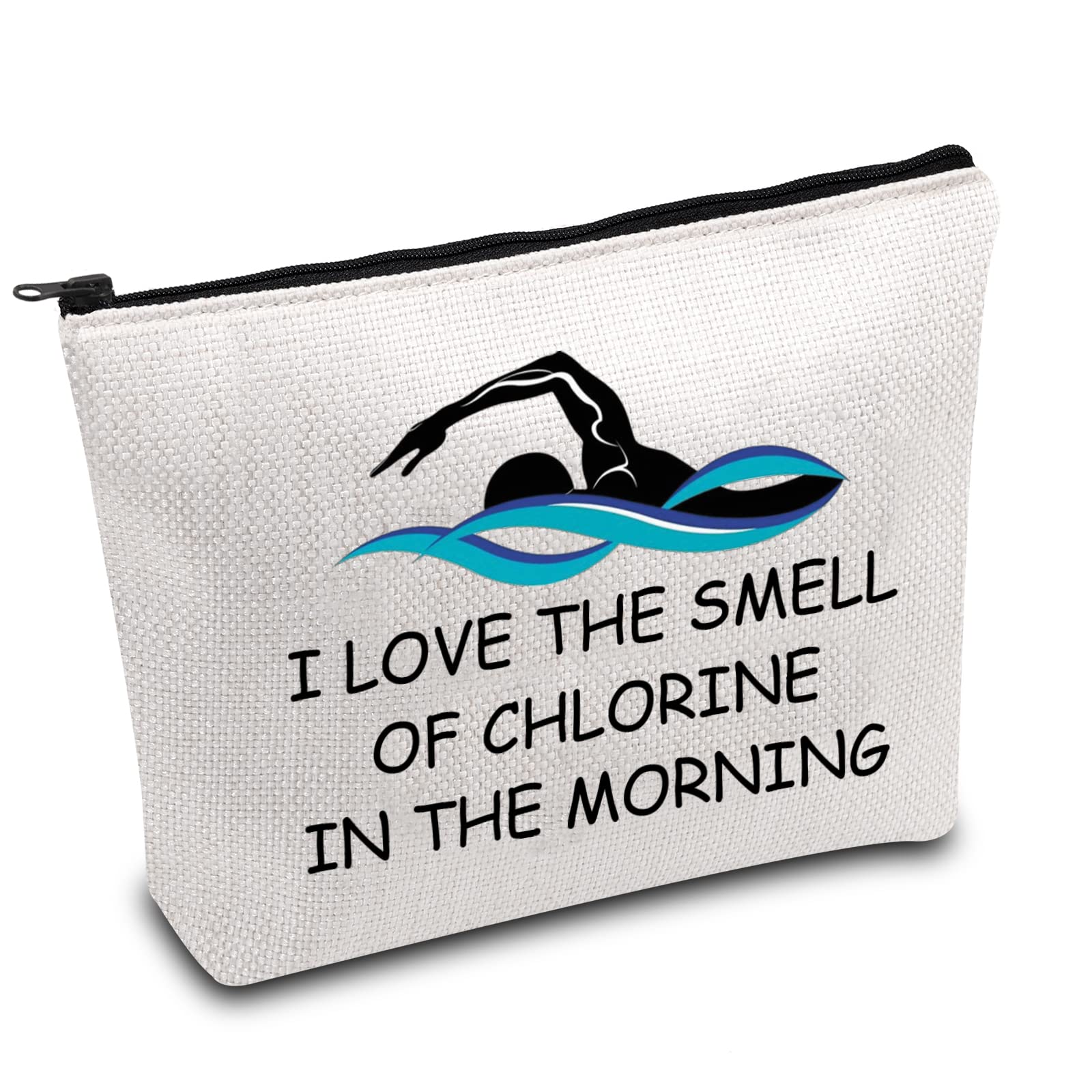 Swimmer Gift Swimming Makeup Bag I Love The Smell of Chlorine in The Morning Zipper Pouch for Swim Lovers Swim Coach Swimming Team Gifts (Smell of Chlorine)