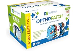Opthopatch Eye Patches for Kids - Extra Sensitive Adhesive - Boys' Design [Series II] - 100 Count + 3 Reward Charts