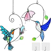2 Packs Hummingbird Stained Glass Window,Stained Glass Window Hanging,Hummingbird Ornament,Handmade Real Suncatchers Decor Gift for Women Mom Grandma Bird Lovers