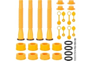 NEAGLORY 4 Set Gas Can Spout Replacement, Flexible Pour Nozzle with Screw Collar Caps, Spout, Spout Sealing Cap, Extra Rubber Gasket, Replacement Vent Caps Suitable for Most 1/2/5/10 Gal Oil Cans