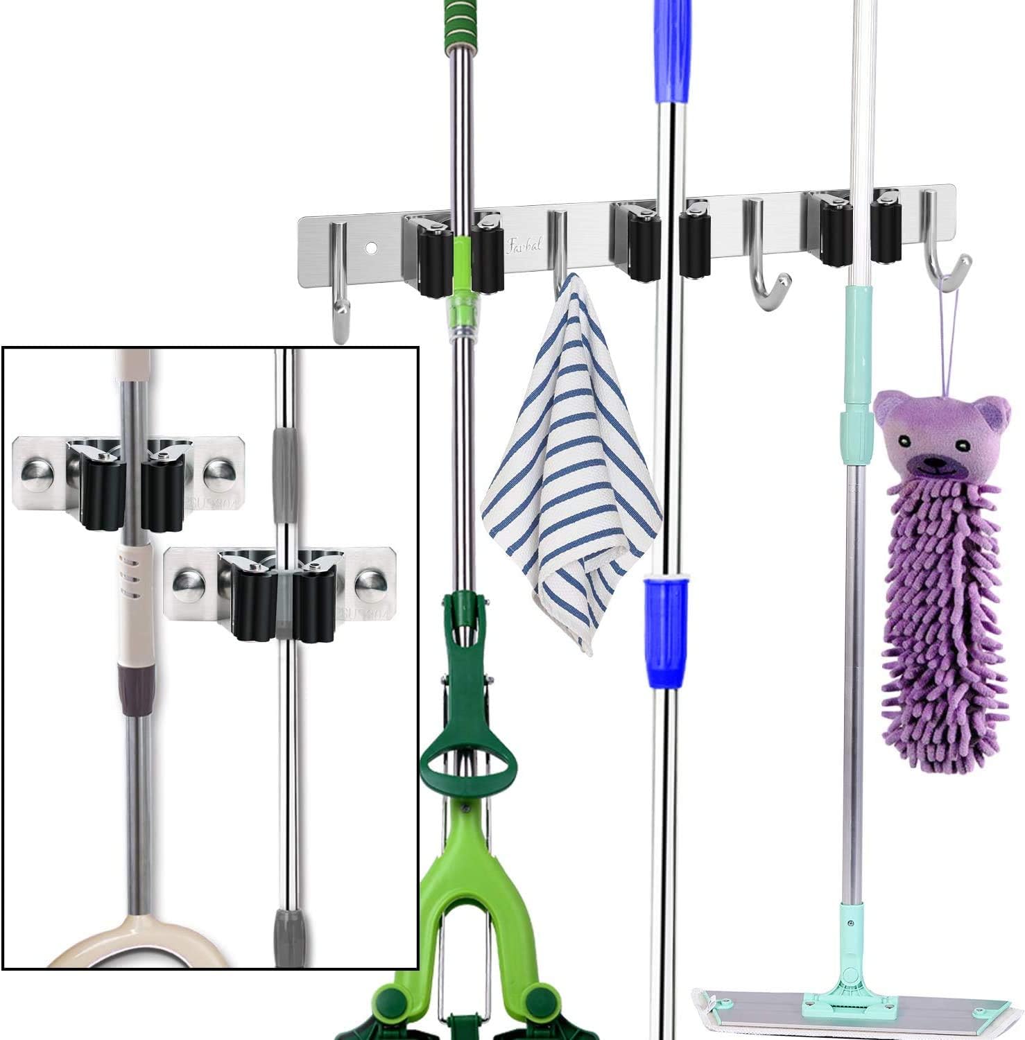 Favbal Broom Mop Holder Combo Garage Storage Tools Organizer Hanger