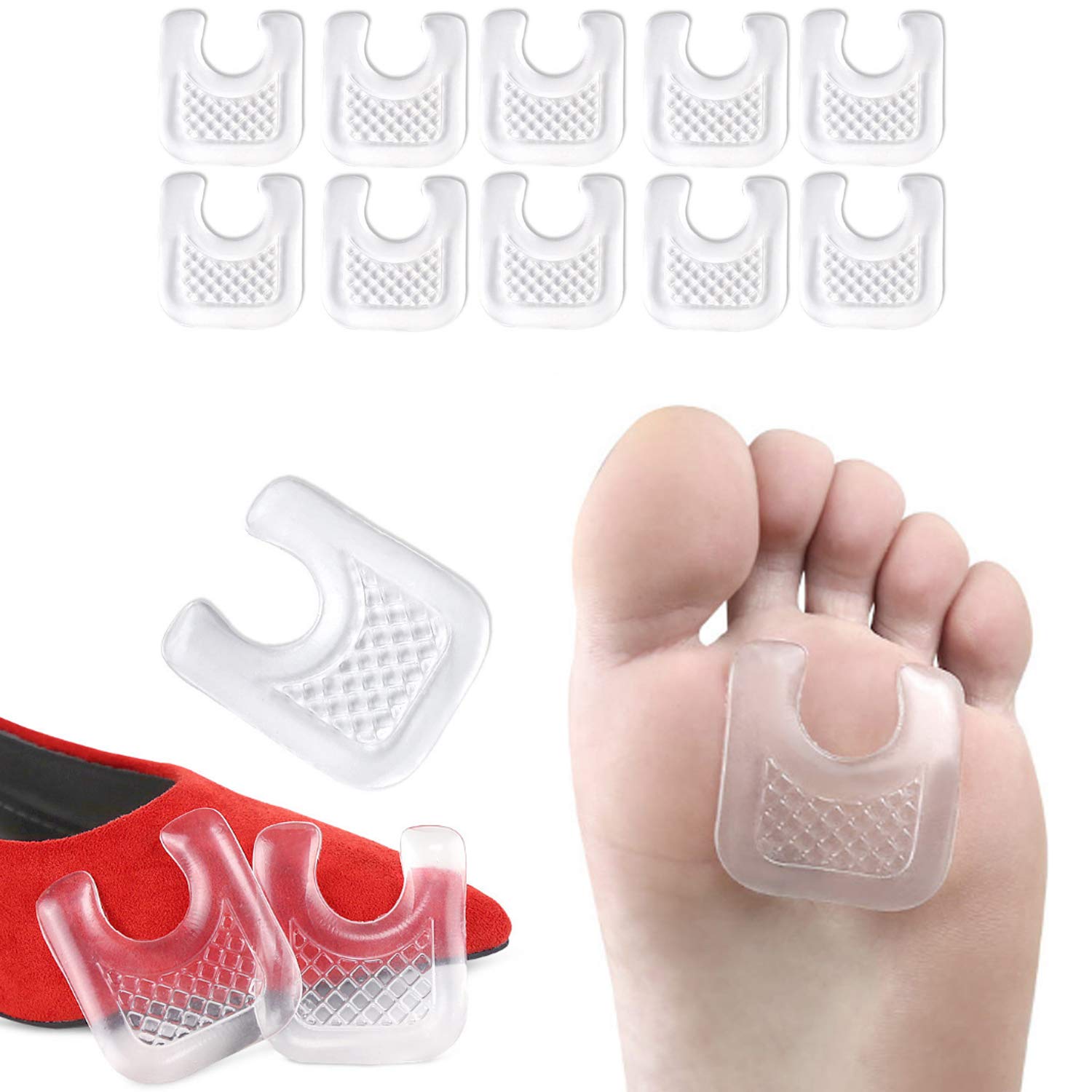 10 Pieces Waterproof Toe Cushions Pads, UShaped Gel Callus Pads from