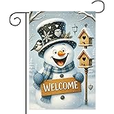 Welcome Snowman Garden Flag 12x18 Inch Double Sided Winter Yard Flag Holiday Outdoor Decoration for Lawn Porch Garden