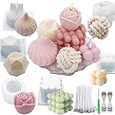 EuTengHao Silicone Candle Molds Set for Candle Making with Candle Wicks, 3D Silicone Mold for Soy Wax, Soap, Cake, Dessert DI
