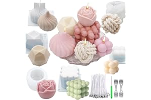 EuTengHao Silicone Candle Molds Set for Candle Making with Candle Wicks, 3D Silicone Mold for Soy Wax, Soap, Cake, Dessert DIY Scented Candle Craft Making